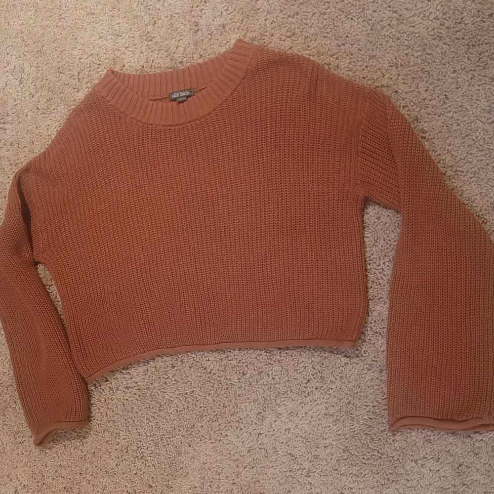 Brown Crew Neck Chunky Knit Sweater